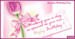 Pink Tulip Happy Birthday Card