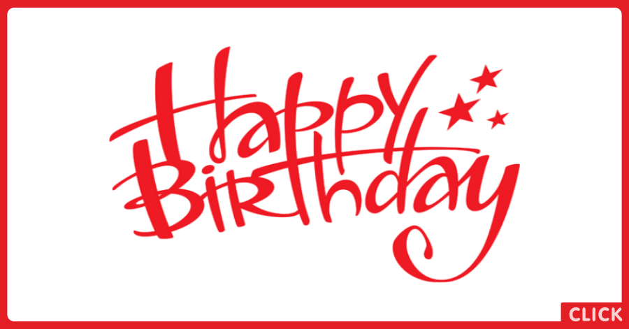 Red Hand Writing Happy Birthday Card for celebrating