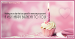 Rosy Candle Cupcake Happy Birthday Card
