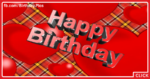 Text 3D On Tartan Happy Birthday Card