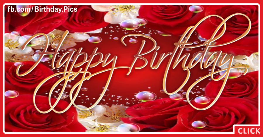 Transparent Beads On Red Roses Birthday Card for celebrating