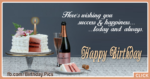 White Cake And Champagne Birthday Card