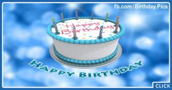 White Cake Candles On Blue Birthday Card