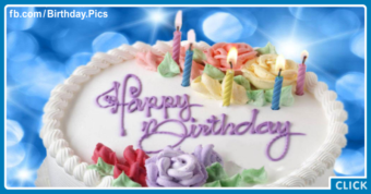 White Cake On Blue - Happy Birthday Card