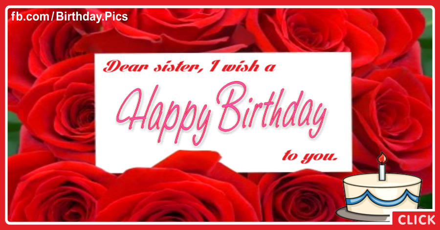 Wishes On Red Roses Car Happy Birthday Card for sister celebrating
