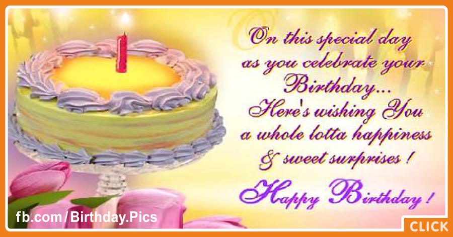 Yellow Cake Happy Birthday Card for celebrating