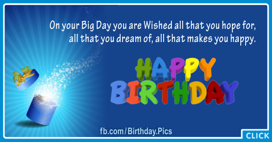 Your Big Day Happy Birthday Card for celebrating