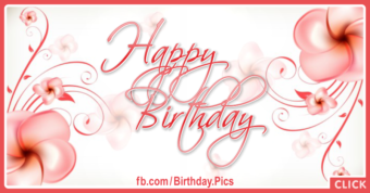 Abstract Flowers Pink Happy Birthday Card