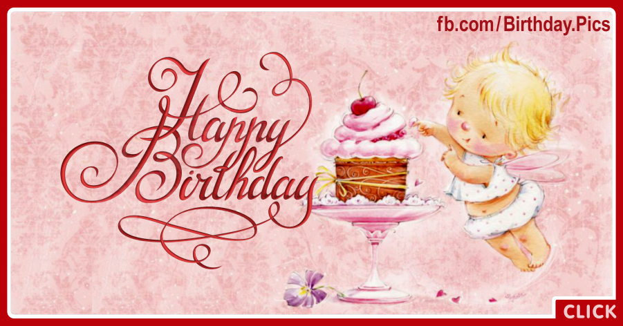 Angel Baby Calligraphic Happy Birthday Card for celebrating