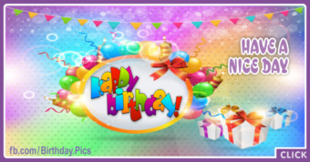 Balloon Wreath Stylish Happy Birthday Card