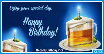 Beer Glass Cake Slice Happy Birthday Card