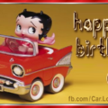 Betty Boop Red Car Happy Birthday Card