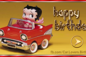 Betty Boop Red Car Happy Birthday Card