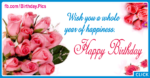 Bouquet Pink Roses Happy Birthday Card