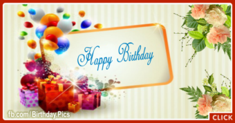 Boxes Gold Frame Happy Birthday Card