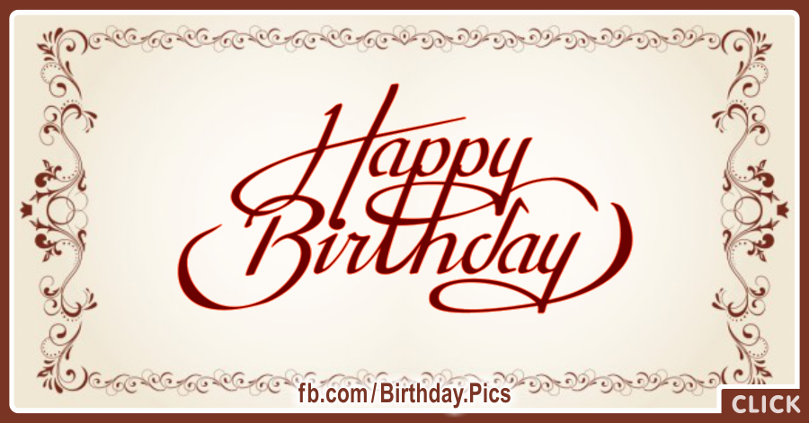 Royal Brown Embroidery Frame Happy Birthday Card for celebrating