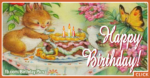 Bunny Decorating Cake Happy Birthday Card