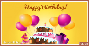 Chocolate Cake Balloons Happy Birthday Card