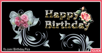 Classic Flowers Gold Happy Birthday Card