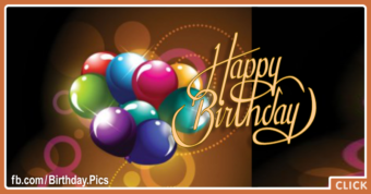 Classy Balloons Gold Text Happy Birthday Card