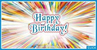 Color Stripes Burst Happy Birthday Card