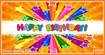 Colored Stars Burst Happy Birthday Card