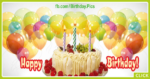Cream Cake Yellow Balloons Happy Birthday Card
