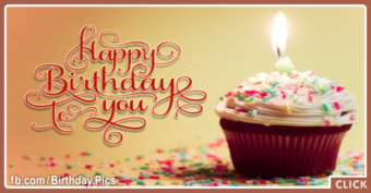 Cupcake Cream Calligraphic Birthday Card