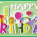 Dotted Gift Boxes Balloons Happy Birthday Card