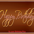 Embroidery Gold Brown Happy Birthday Card