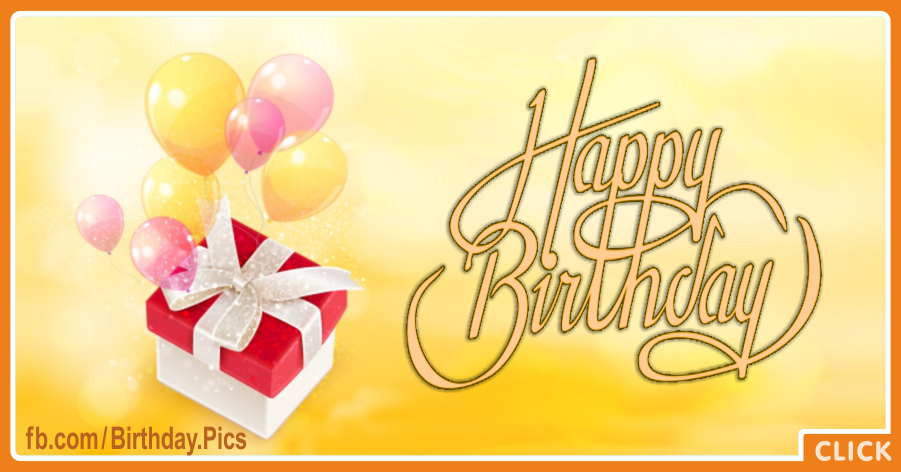 Gift Box Yellow Happy Birthday Card for celebrating