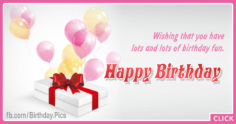 Gift Package Pink Balloons Happy Birthday Card