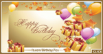 Gold Gift Boxes Balloons Happy Birthday Card