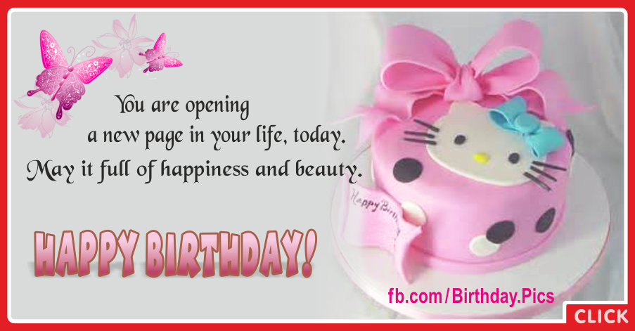 Hello Kitty Pink Cake Happy Birthday Card for celebrating