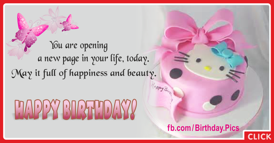 Hello Kitty Pink Cake Happy Birthday Card Happy Birthday