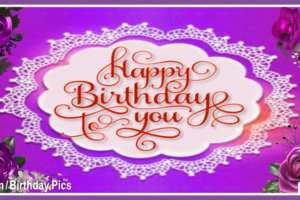 Lace Flowers Purple Happy Birthday Card