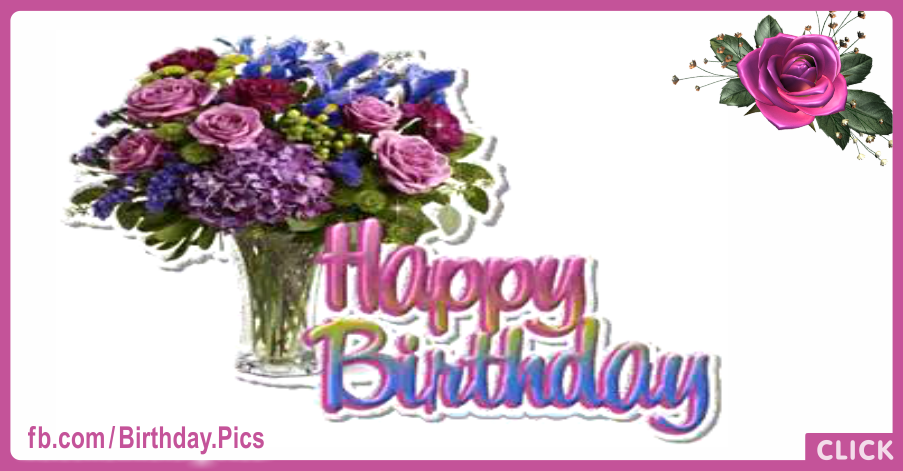 Lilac Flowers Vase Happy Birthday Card for celebrating
