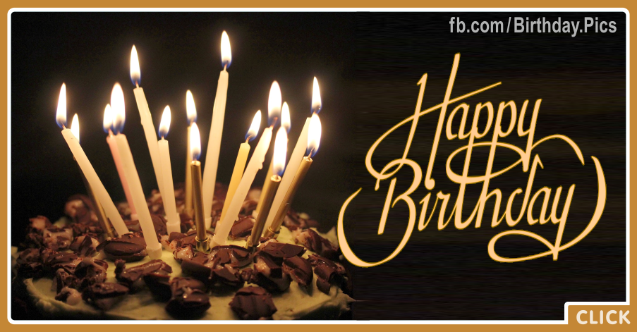 Long Candles Golden Happy Birthday Card for celebrating