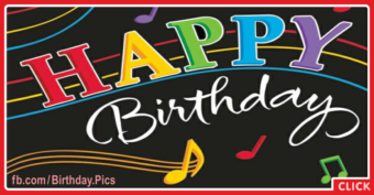 Musical Black Happy Birthday Card