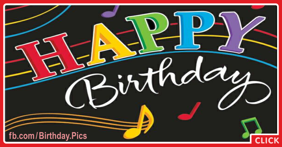 Musical Black Happy Birthday Card for celebrating