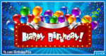 Neon Sign With Balloons Happy Birthday Card