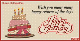 Old Style Cake Calligraphic Happy Birthday Card