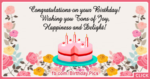 Old Style Pinky Flowers Cake Happy Birthday Card