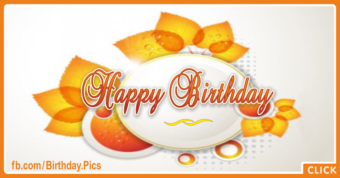 Orange Gold Leaves Happy Birthday Card