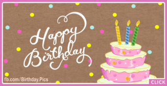 Pastel Pink Cake Confetti Happy Birthday Card
