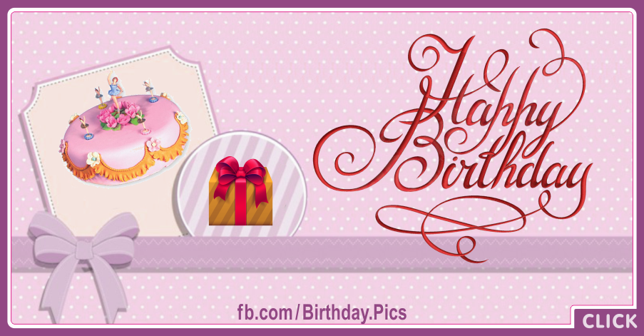 Pink Cake Violet Ribbon Happy Birthday Card With Classic Automobile Dealers Links for celebrating