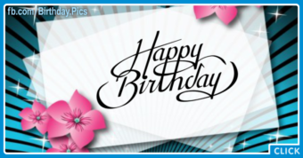 Pink Flowers White Paper Happy Birthday Card