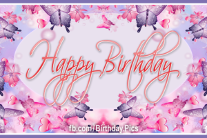 Pink Purple Butterflies Happy Birthday Card