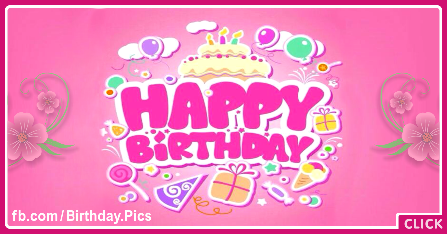 Pinky Pink Text Happy Birthday Card : Happy Birthday