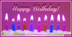 Purple Cake Candles Happy Birthday Card